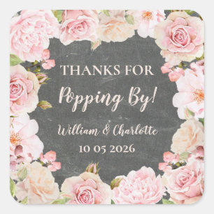 Sticker Carré Fleurs roses Merci pour la balise Popping By Maria