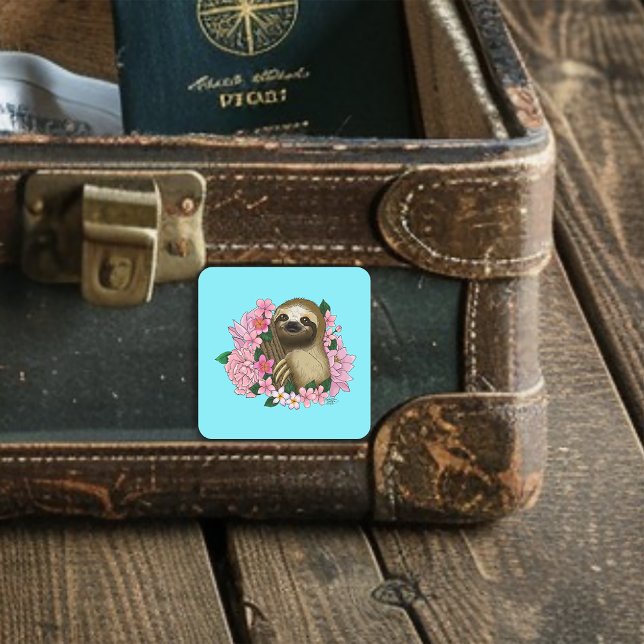 Sticker Carré Fleurs roses parentes (Créateur téléchargé)