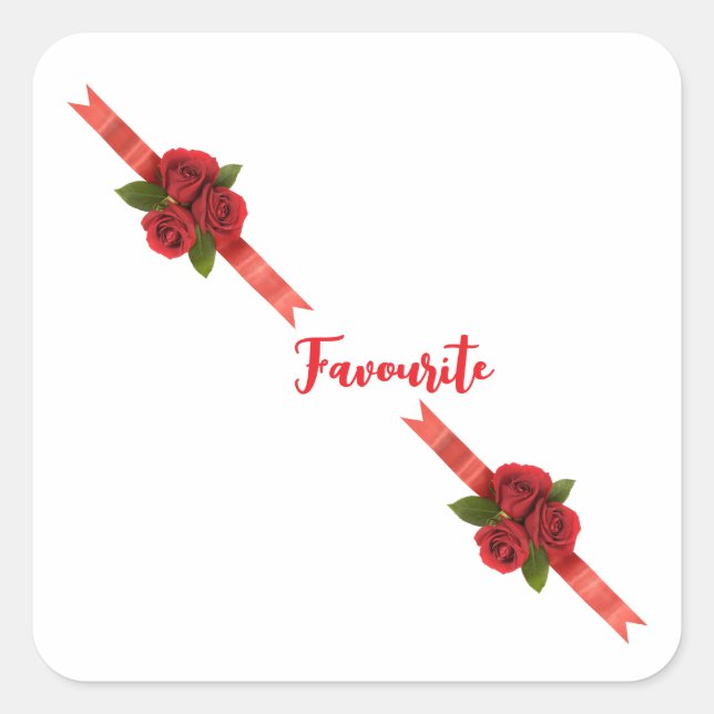 Sticker Carré Fleurs Rouges Favori (Devant)