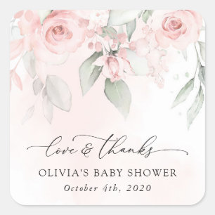 Sticker Carré Fleurs Rouges, Fleurs Roses, Boho, Baby shower