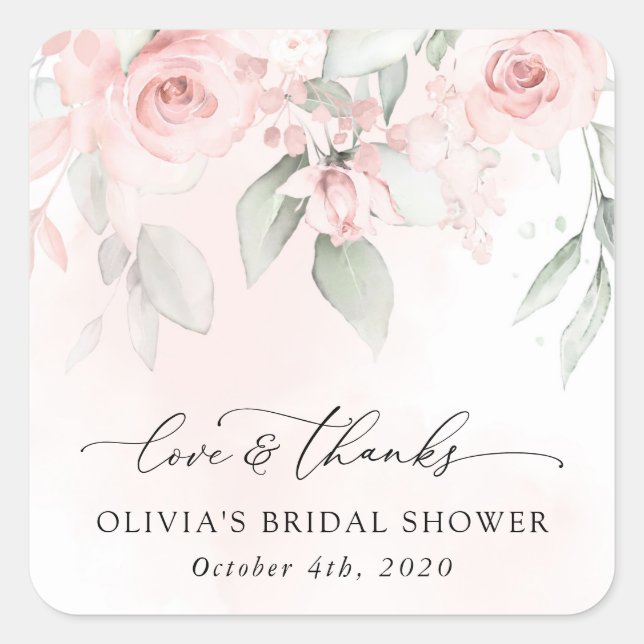 Sticker Carré Fleurs Rouges, Fleurs Roses, Boho, Fête des mariée (Devant)