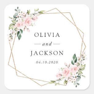 Sticker Carré Fleurs Rouges, Fleurs Roses, Verdure, Mariage