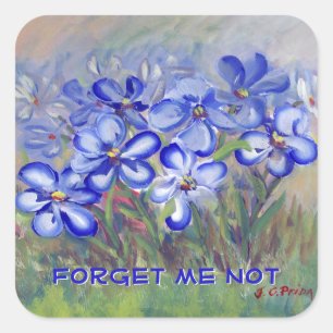 Sticker Carré Fleurs sauvages bleus dans une peinture de