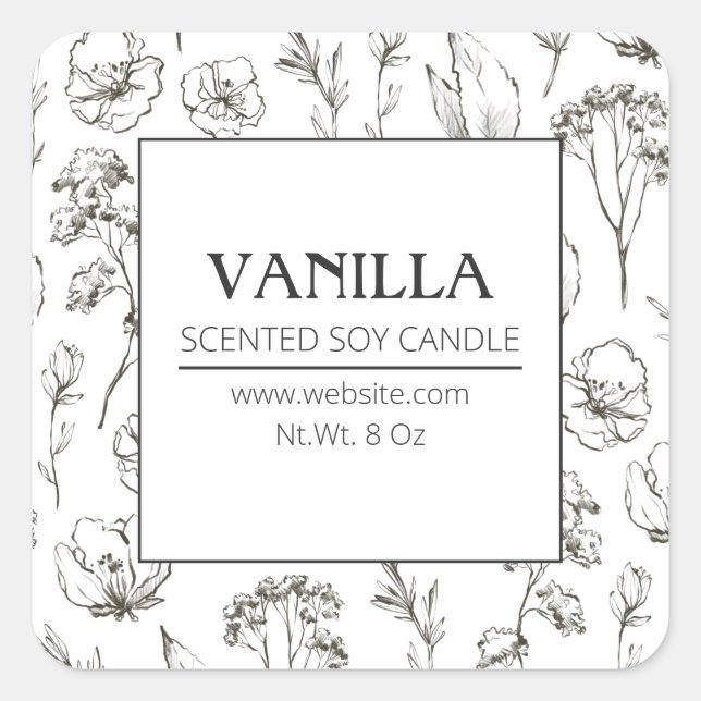 Sticker Carré Fleurs sauvages de plantes de charbon de bois Soy  (Devant)