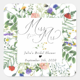 Sticker Carré Fleurs sauvages   Fleurs de abeilles   Cadeau de m