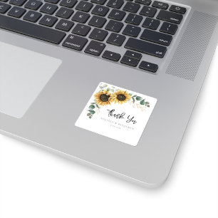 Sticker Carré Fleurs Verdure Tournesol Fleur Mariage Remerciemen