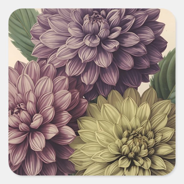 Sticker Carré Fleurs Vintage (Devant)