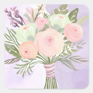 Sticker Carré Fleurs violettes