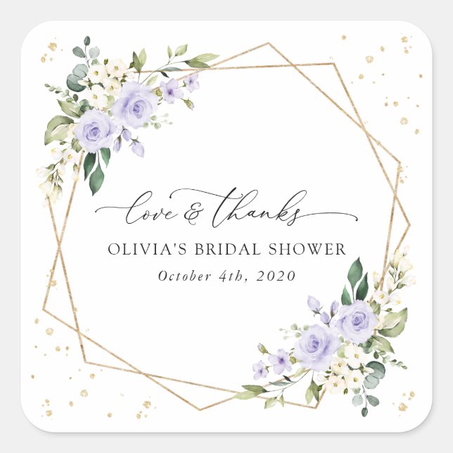 Sticker Carré Fleurs violettes, Fleurs blanches, Boho, Fête des  (Devant)