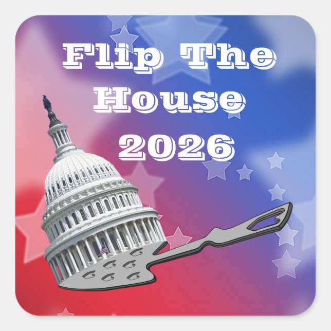 Sticker Carré Flip The House Vote Blue 2026 (Devant)