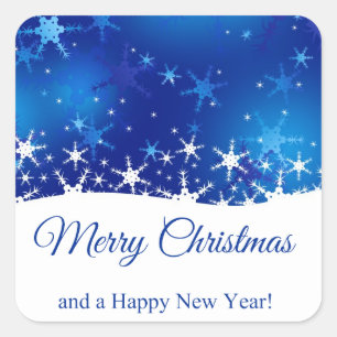 Sticker Carré Flocon de neige bleu d'hiver de Noël