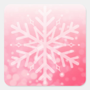 Sticker Carré Flocon de neige de Noël rouge et blanc