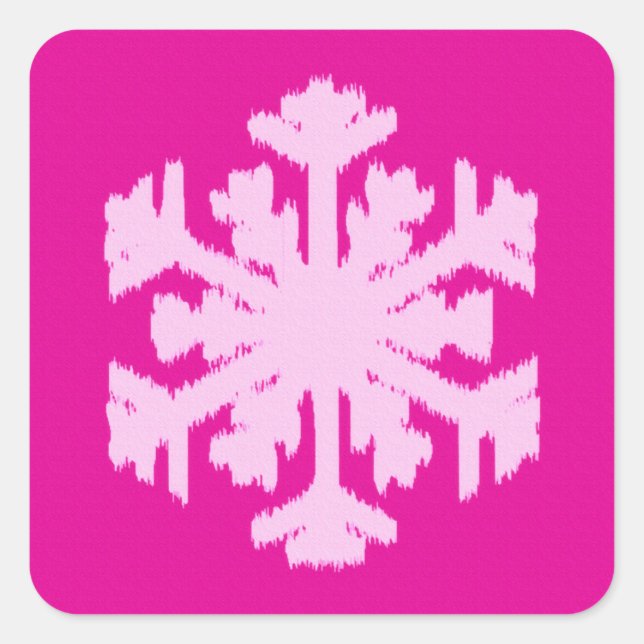 Sticker Carré Flocon de neige Ikat - Fuchsia et rose glace (Devant)