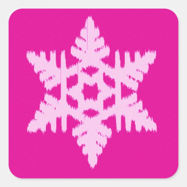 Sticker Carré Flocon de neige Ikat - Fuchsia et rose glace (Devant)