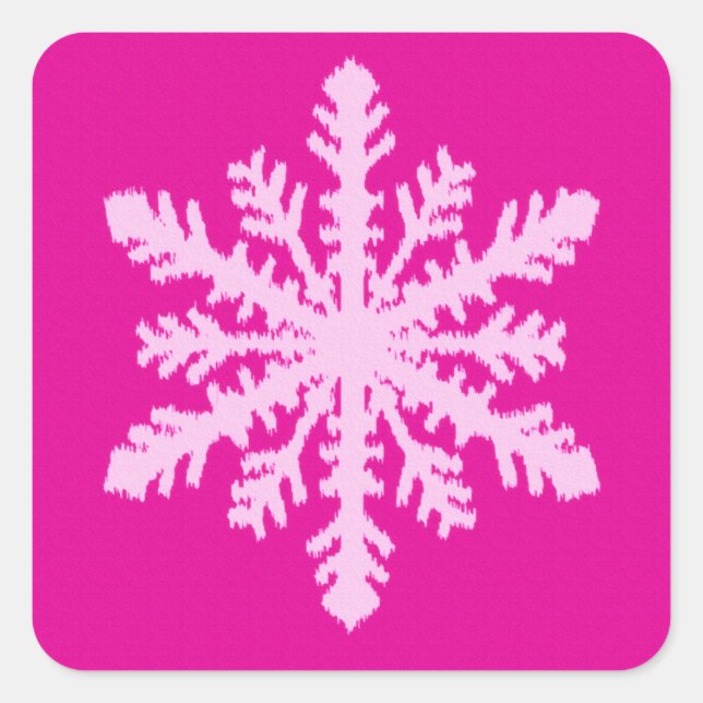 Sticker Carré Flocon de neige Ikat - Fuchsia et rose glace (Devant)