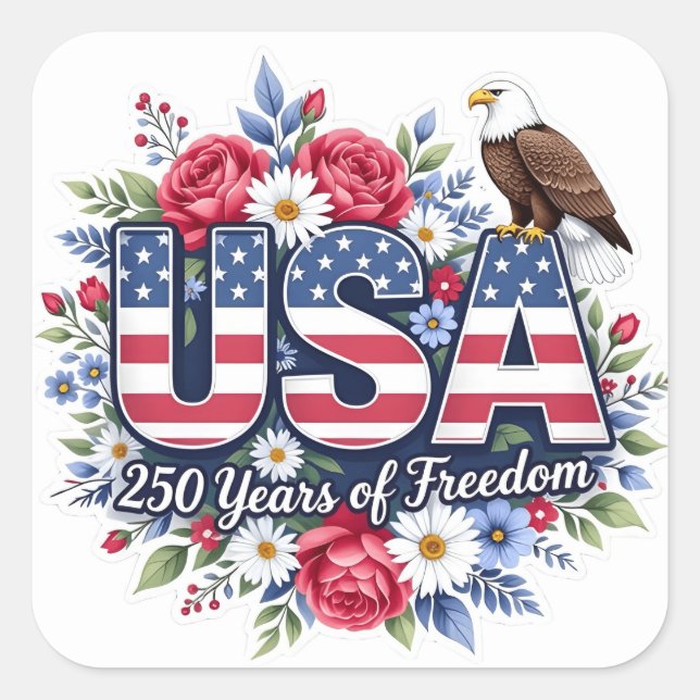 Sticker Carré  Floral 250 years of freedom  (Devant)