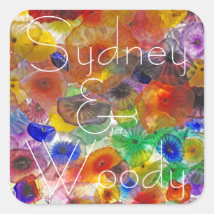 Sticker Carré Floral Abstrait