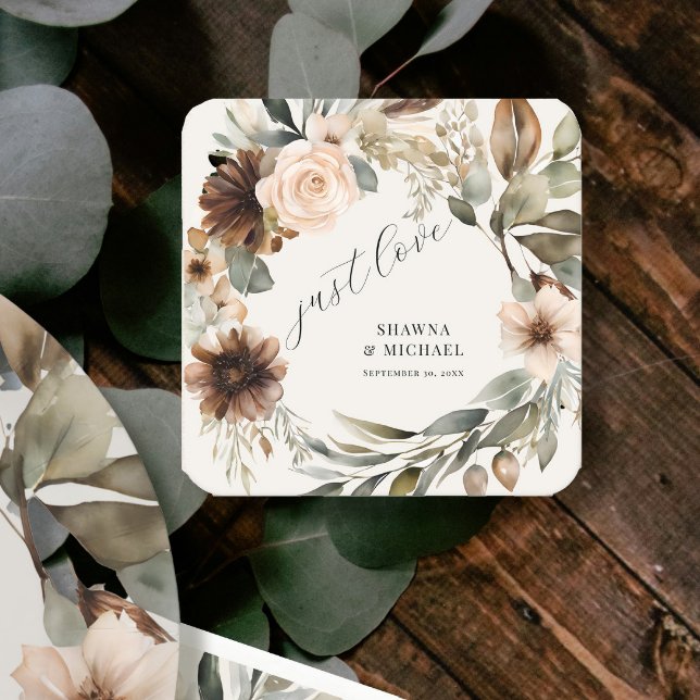 Sticker Carré Floral Automne Feuillage d'automne bouché BOHO Mar (Créateur téléchargé)