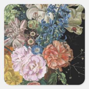 Sticker Carré Floral baroque - Bouquet