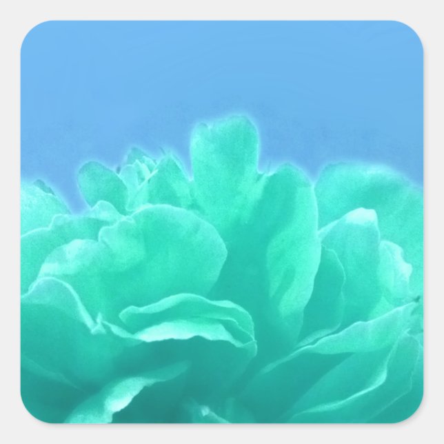 Sticker Carré Floral bleu-vert coloré (Devant)