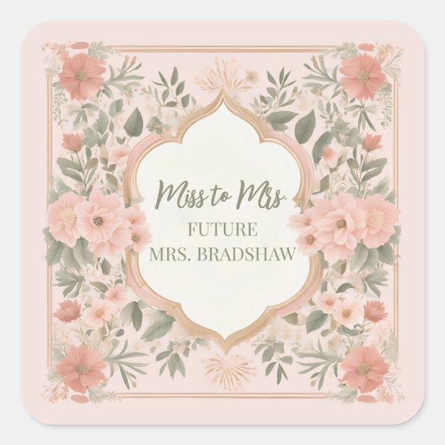 Sticker Carré Floral Boho rose (Devant)