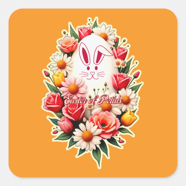 Sticker Carré Floral Bunny – Spring Easter - Autocolante (Devant)