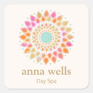 Sticker Carré Floral coloré Rainbow Lotus Flower Mandala