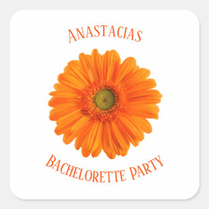 Sticker Carré Floral Daisy Bachelorette Party personnalisé