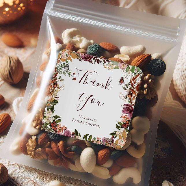 Sticker Carré Floral de automne rustique (Créateur téléchargé)