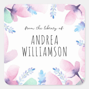 Sticker Carré Floral de la bibliothèque de