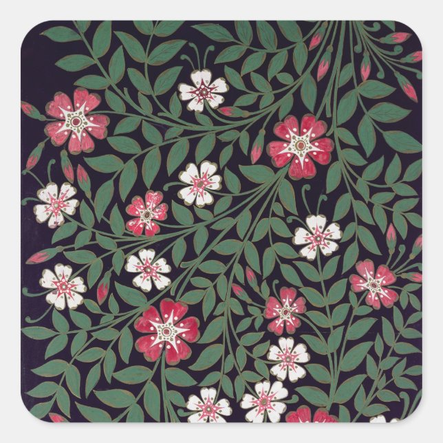Sticker Carré Floral Design par J. Owen, 1863 (Devant)