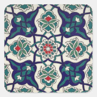 Floral en céramique bleue turque