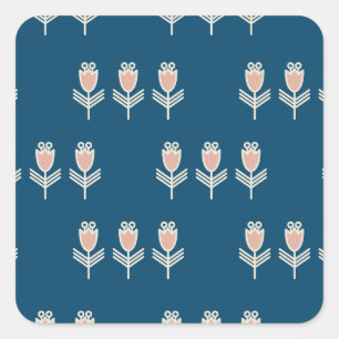 Sticker Carré Floral ethnique : Ornement décoratif Vintage
