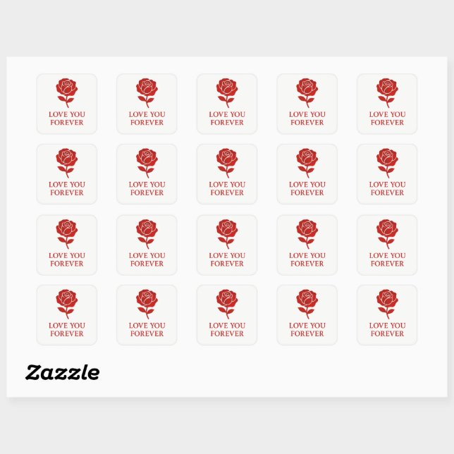 Sticker Carré Floral Heart Rose Romantic Valenti (Feuille)