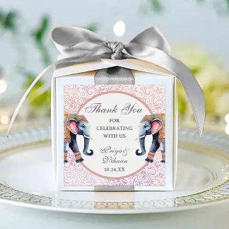 Sticker Carré Floral Indian Elephant Mariage Retour Cadeau Favor