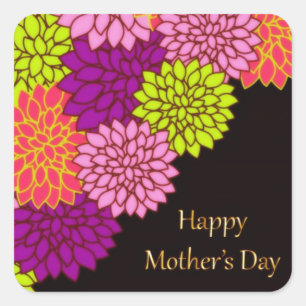 Sticker Carré Floral Joyeuse Fête des mères