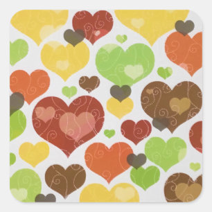 Sticker Carré Floral Love Hearts Motif rose