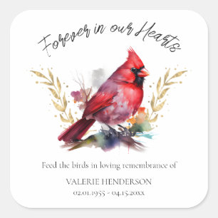 Sticker Carré Floral Memorial Bird Seed Cardinal