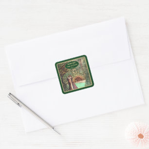 Sticker Carré Floral Renaissance médiévale et or épée