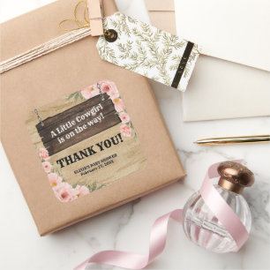 Sticker Carré Floral Rustic Boots Baby shower