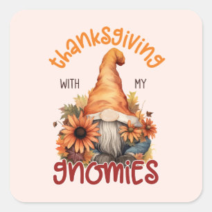 Sticker Carré Floral Thanksgiving avec mes Gnomies