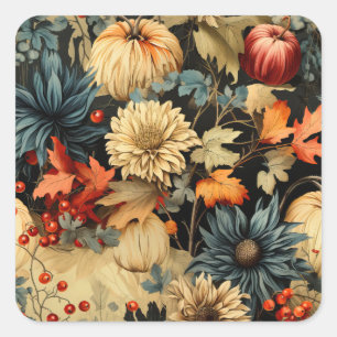 Sticker Carré Floral Thanksgiving Motif Vintage (12)