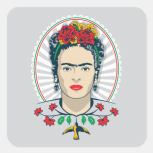 Sticker Carré Floral vintage de Frida Kahlo  