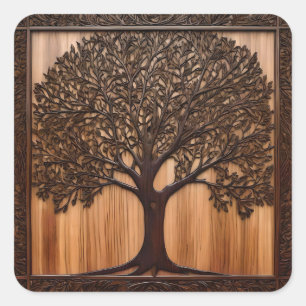 Sticker Carré Flore australienne : Impression sur bois d'arbre d