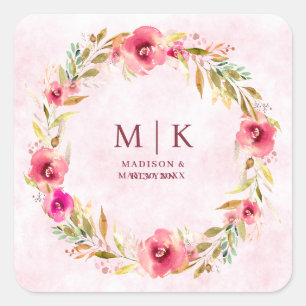Sticker Carré Flore minimale et chic   Mariage