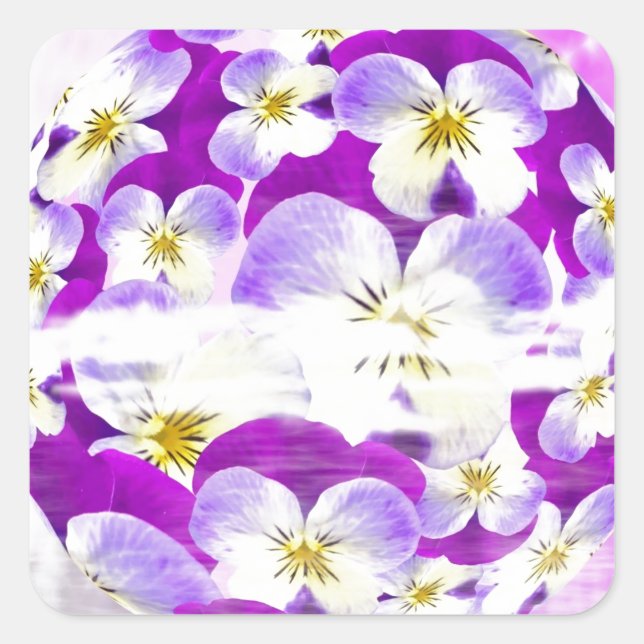 Sticker Carré Flore motif violet simple et subtile (Devant)