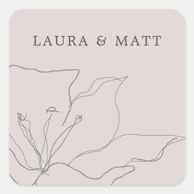 Sticker Carré Flore rose pâle et délicate moderne (Devant)