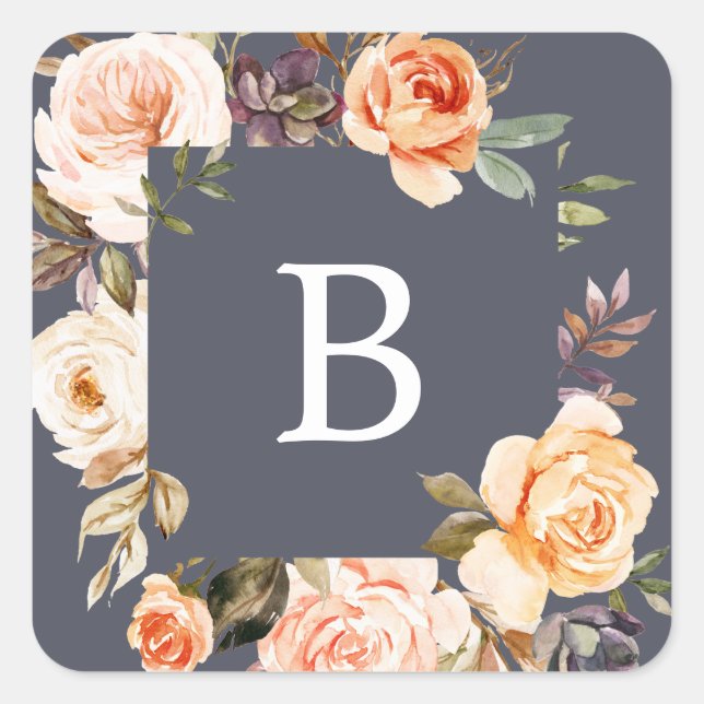 Sticker Carré Flore Rustique Terre Mariage violet Enveloppe Phoq (Devant)