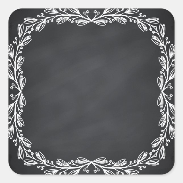 Sticker Carré Flore vierge Faux Chalkboard courbes Personnaliser (Devant)