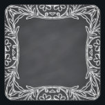 Sticker Carré Flore vierge Faux Chalkboard courbes Personnaliser<br><div class="desc">Un tableau noir ou un tableau blanc propre pour customiser le texte à chaque occasion.</div>